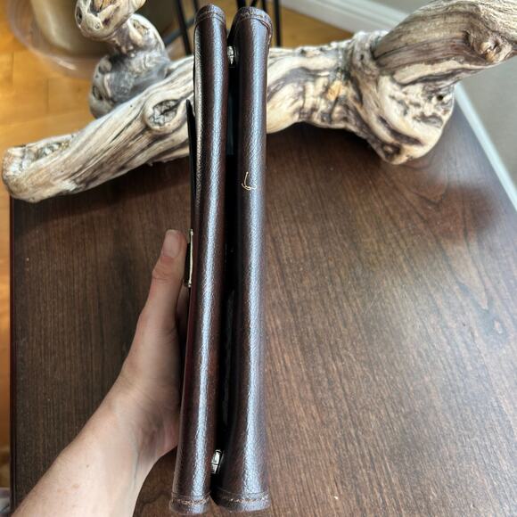 Vintage Levenger large brown leather wallet clutch w/ buckle made in Taiwan - Picture 8 of 16